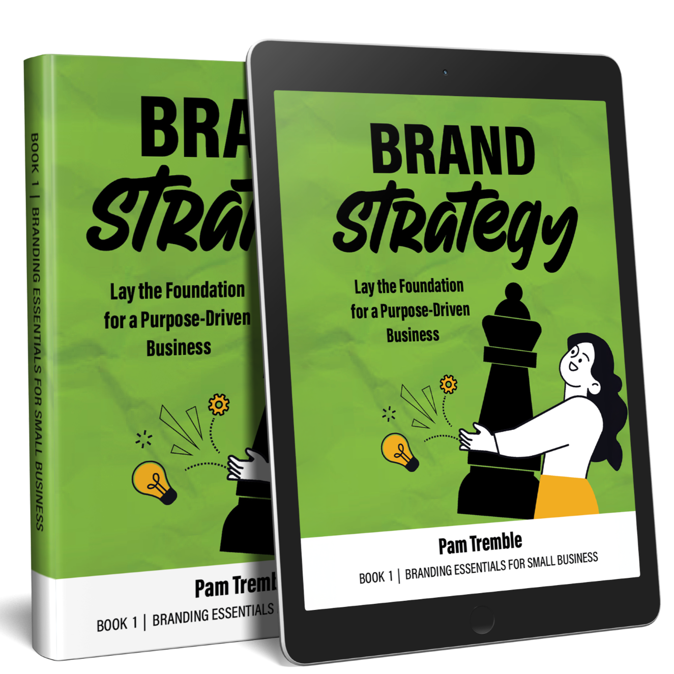 book and ipad mockup of Brand Strategy book cover